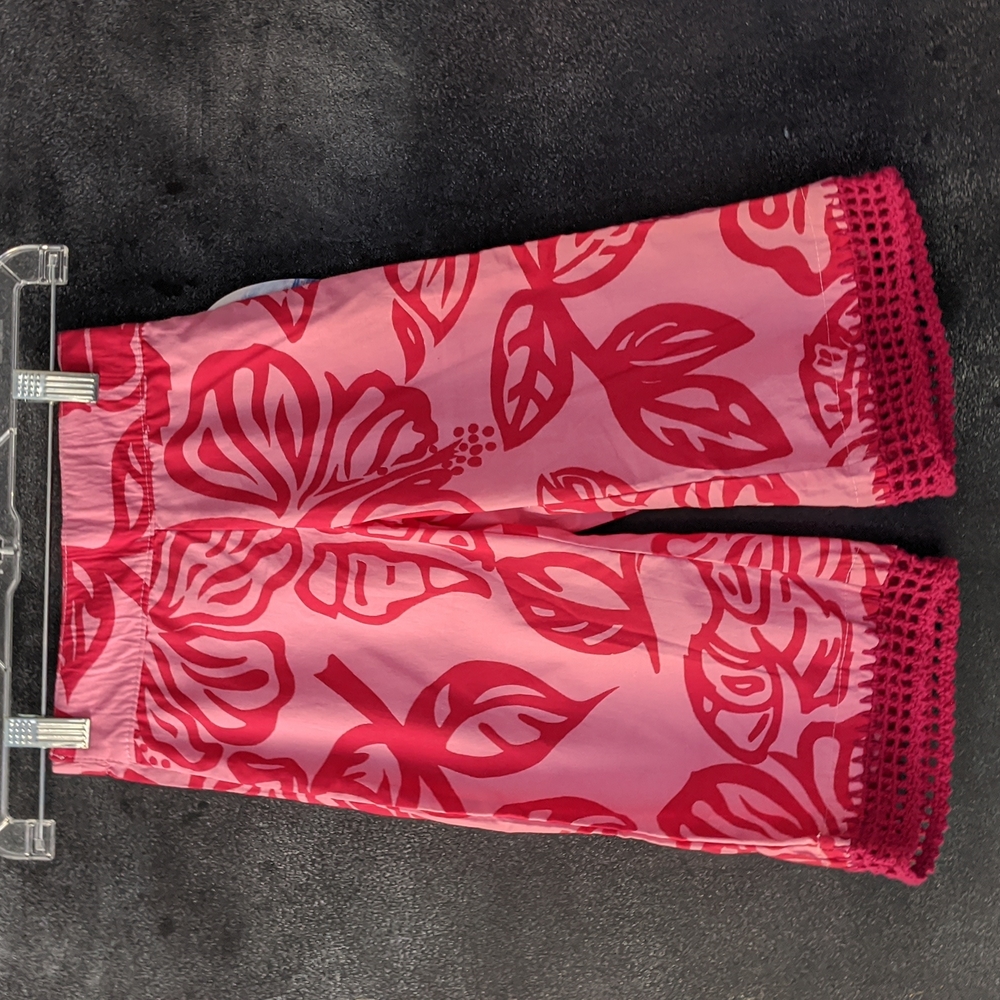 NWT Coral Reef Girls' Wide Leg Tropical Hawaiian Floral Cotton Pants Size 6X